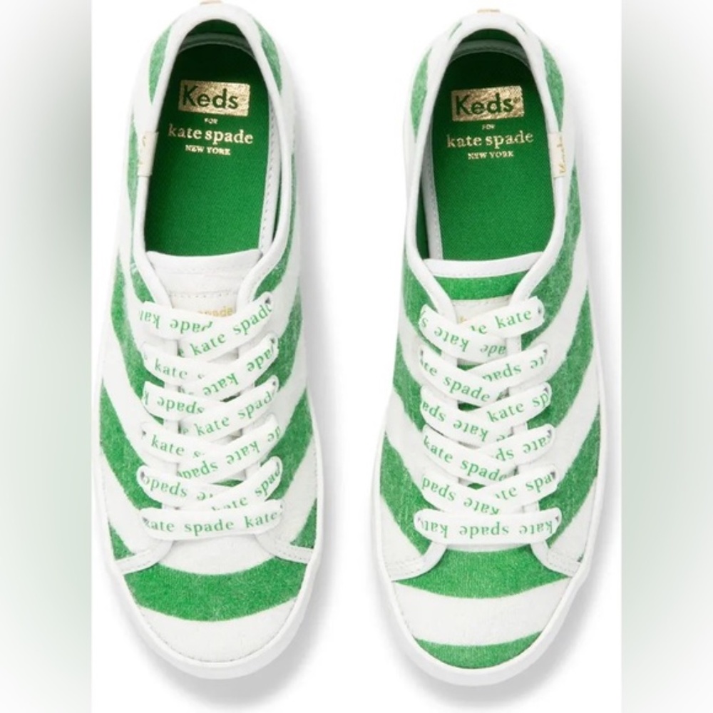 kate spade Green and White Platform Athletic Sneakers